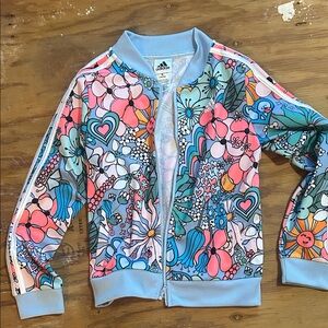 NWOT Adidas Girls Colorful Floral Track Jacket